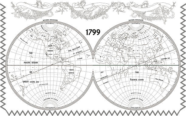 님프와 벡터 오래된 지구 - map world map globe old stock illustrations