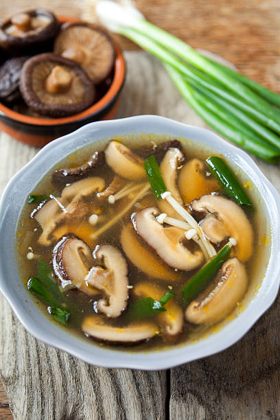 istock Shiitake, Enoki, King trumpet mushroom Asian  soup. 629959298
