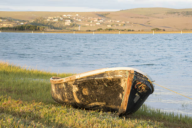istock Old Boat by River Bank 629960612