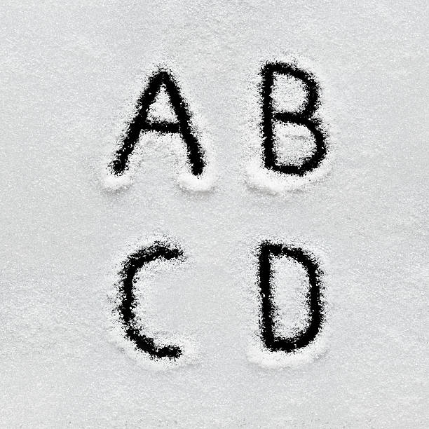istock Winter alphabet, symbols and numbers hand written on snow. 629961138
