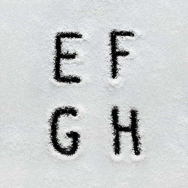 istock Winter alphabet, symbols and numbers hand written on snow. 629961252