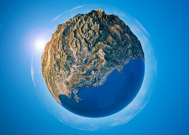 3D Render of a Topographic Map of a part of the French Riviera, Monte Carlo and Nice.