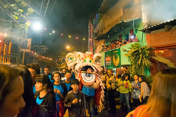 Kolkata, West Bengal, India - February 7, 2016: Celebration of Chinese new year at China Town , Kolkata. It is the year of the monkey as per chinese calender.