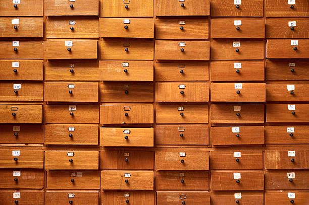 wooden cabinet with drawers - compartimento de armazenamento imagens e fotografias de stock