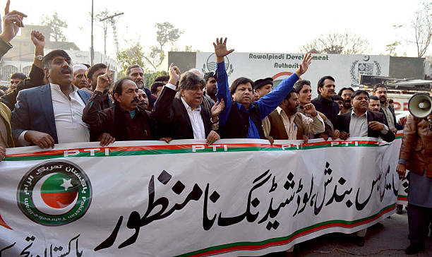 Protest against shortage of gas supply stock photo