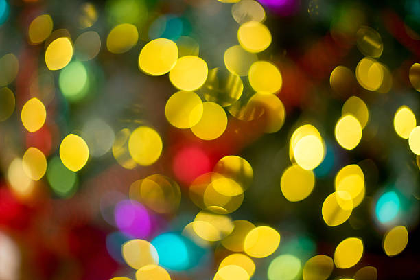 istock Bokeh Christmas interior decorated in many colors 629997848