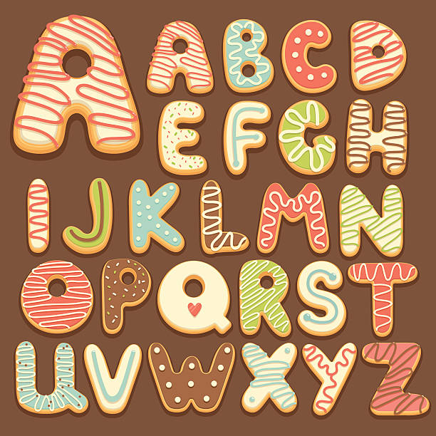 illustrations, cliparts, dessins animés et icônes de alphabet des cookies - cookie letter illustrations