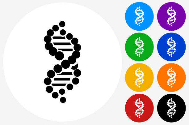 フラット カラー サークル ボタンの dna アイコン - dna helix helix model red点のイラスト素材／クリップアート素材／マンガ素材／アイコン素材