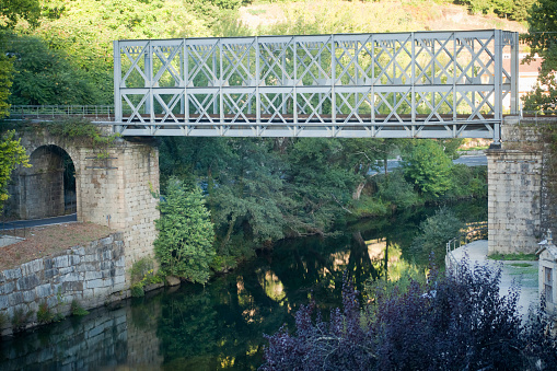 Ribadavia cast iron railway bridge ,Avia river, Ourense province, Galicia, Spain. 