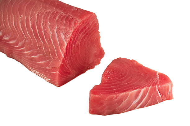 istock Sliced Tuna fillet, white background. 630010082