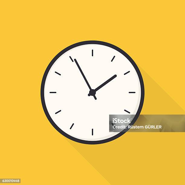 Flat Clock Stok Vektör Sanatı & Saat türleri‘nin Daha Fazla Görseli - Saat türleri, Vektör, Simge