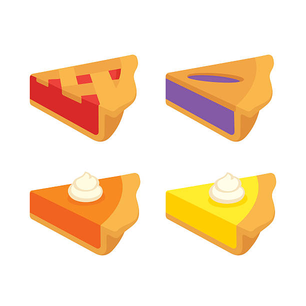 클래식 파이 세트 - lemon meringue pie pie pastry crust portion stock illustrations