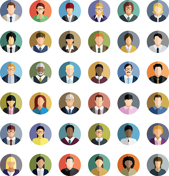 Business People. Icons set. Set of thirty-six people icons. woman necktie stock illustrations
