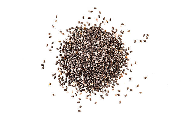 semillas de chia  - chia seed spoon food fotografías e imágenes de stock