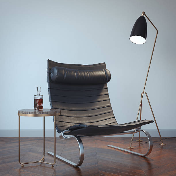 istock Interior with black chair and lamp. 3d rendering 630039788