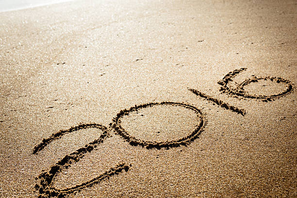 istock New year text on sand beach for 2016 630048786