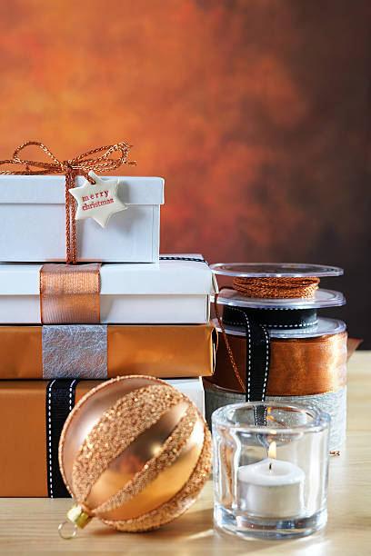 istock Festive Christmas Copper and White Gifts 630052084