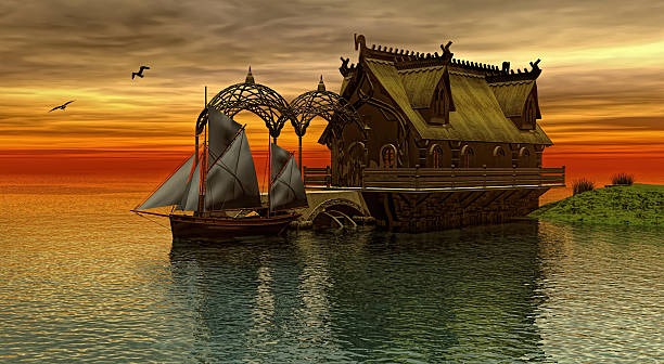 istock Norwegian house at the sunset 630066268