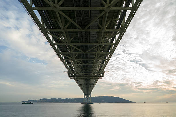 istock Akashi Kaikyo bridge on Sunset twilight sky at Kobe port. 630067246