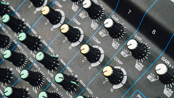 istock sound console, mixer,  professional sound. Shallow focus 630067542