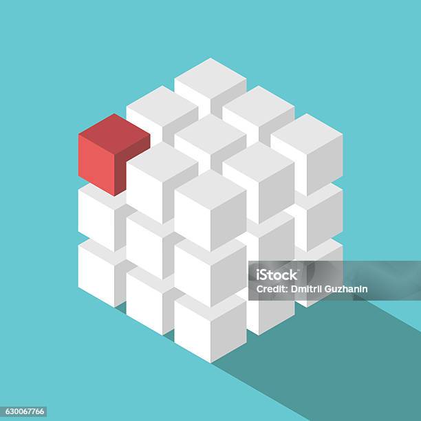 Cube Assembled Of Blocks Stock Illustration - Download Image Now - Cube Shape, Toy Block, Block Shape