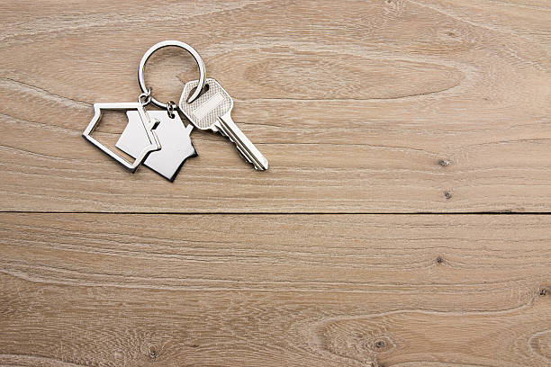 istock House-shaped key in the wood 630960994