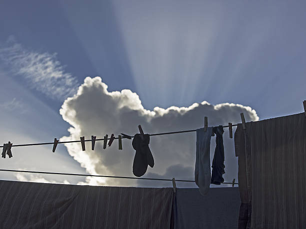 洗濯の日, ワシュタグ - chores outdoors horizontal high contrast ストックフォトと画像