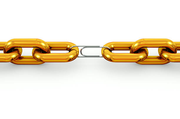 istock Gold chain with silver paper clip link 631181618