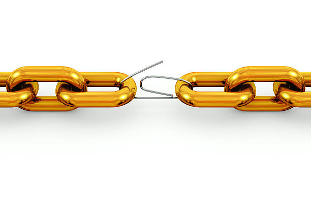 istock Gold chain with silver paper clip link 631181948