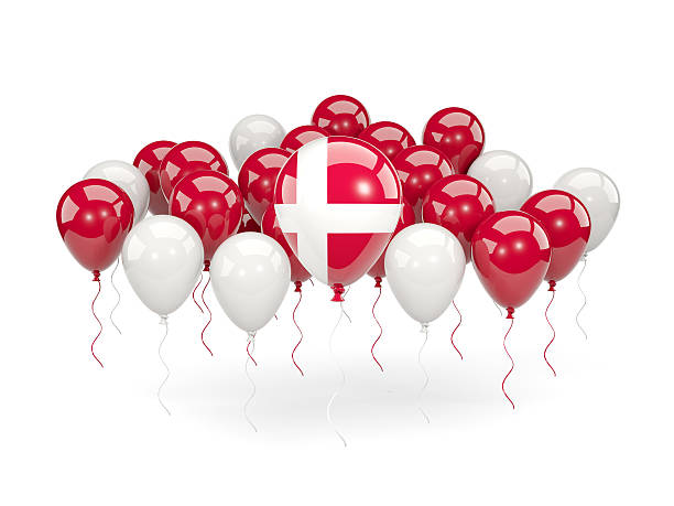 istock Flag of denmark with balloons 631184232