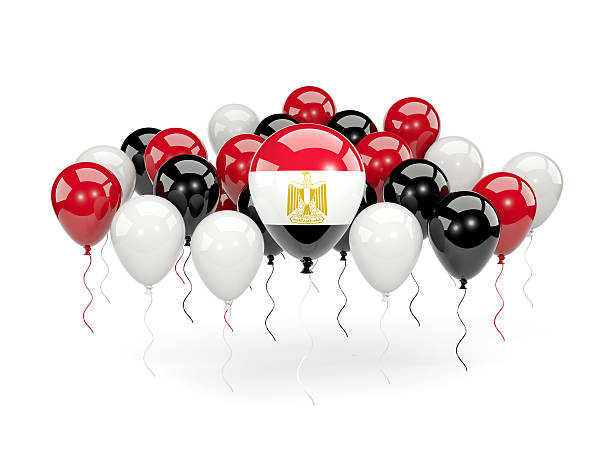 istock Flag of egypt with balloons 631184576
