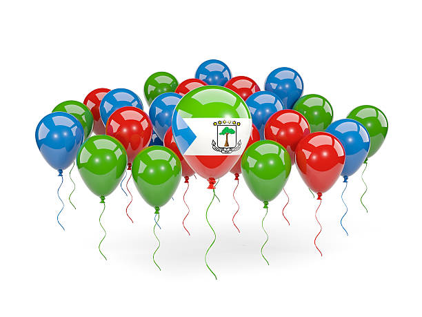 istock Flag of equatorial guinea with balloons 631184756