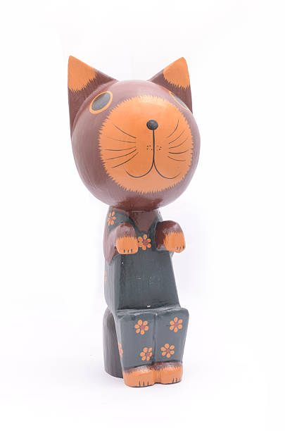 istock cat wooden statuette isolated on white 631662638