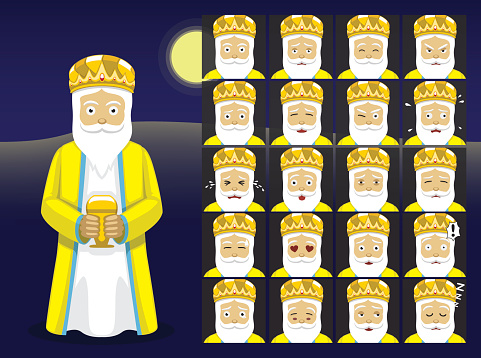 istock Three Kings Melchor Cartoon Emoticons Vector Illustration 631665486