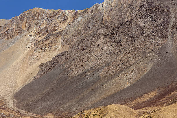 istock Dangerous loose rock pathways on sides of Himalayas, Nepal 632215512
