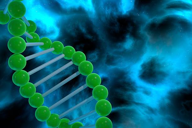istock DNA strand spiral over nebula background. CRISPR prokaryotic DNA containing 632219814