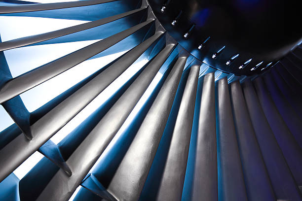 Jet engine turbine blade airplane of background