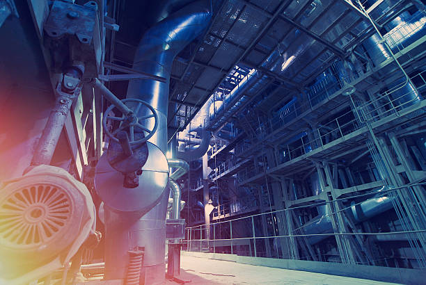istock Industrial zone, Steel pipelines and valves 634574958