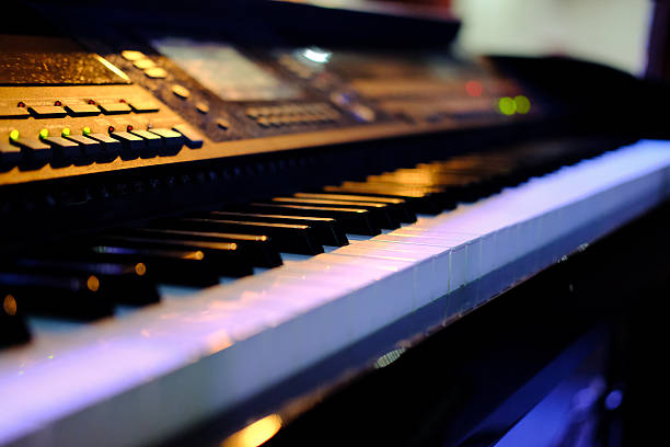 istock Piano keyboard background with selective focus. Warm color toned 634575048