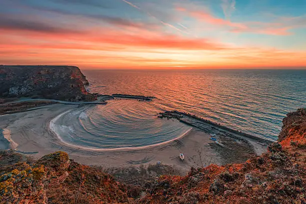 Photo of Magnificent winter sunrise at Bolata Bay, Varna province, Bulgaria