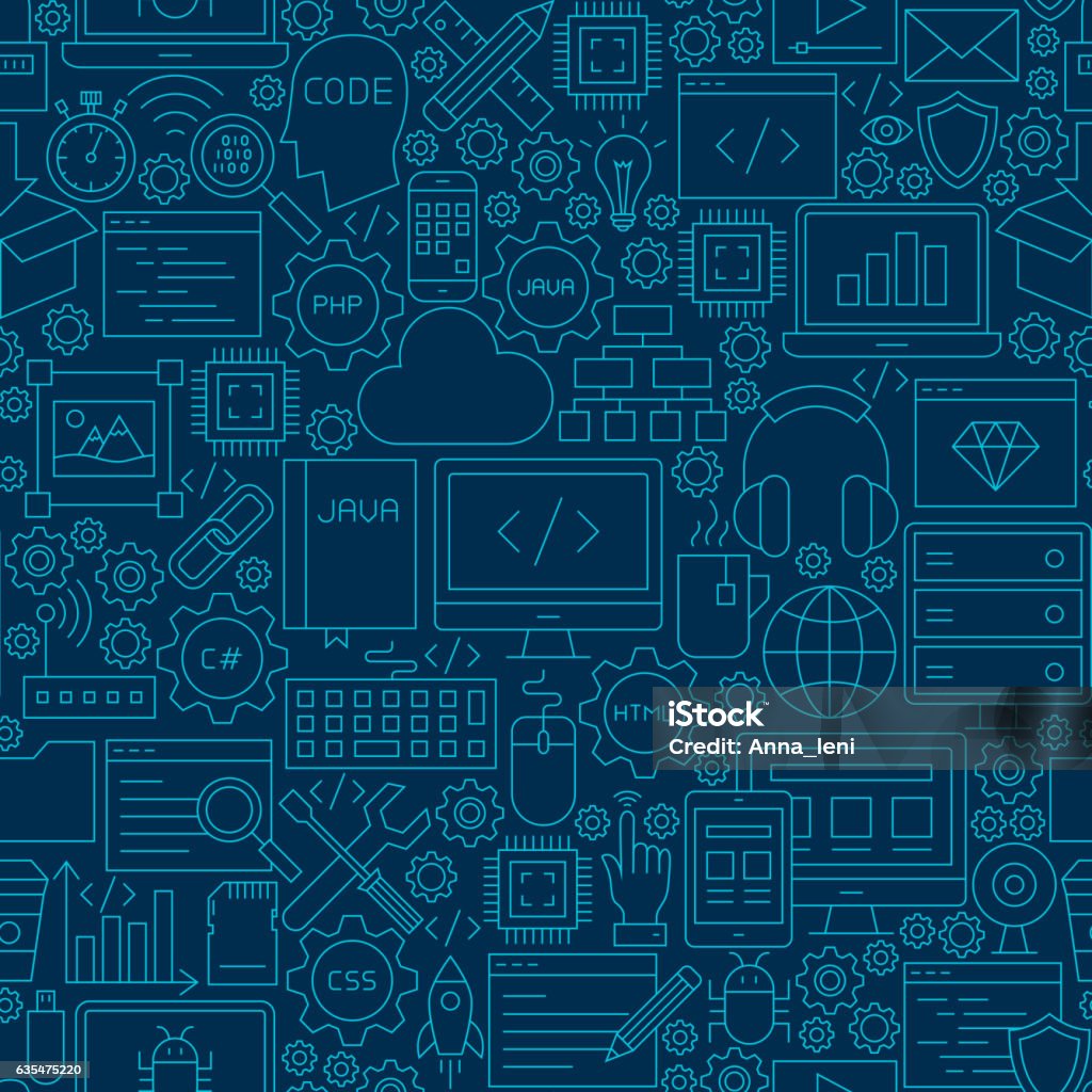 Dark Programming Line Seamless Pattern Stock Illustration - Download ...