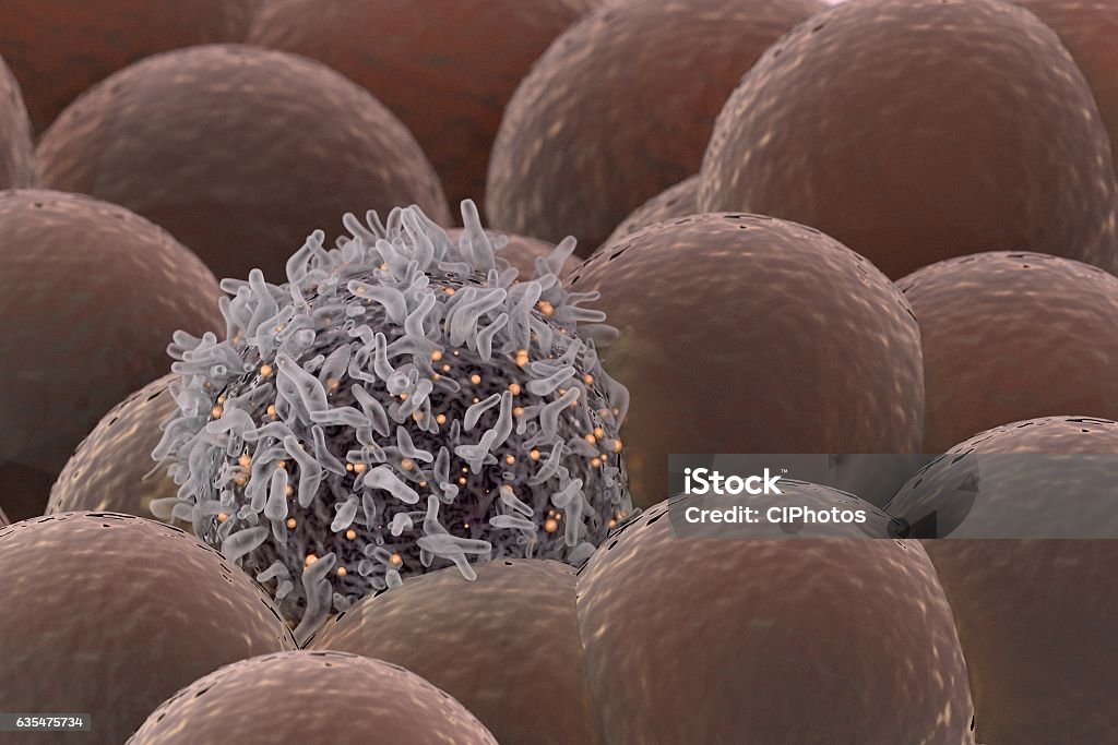 Cancer Cell Among Healthy Cells Cancer Cell Stock Photo