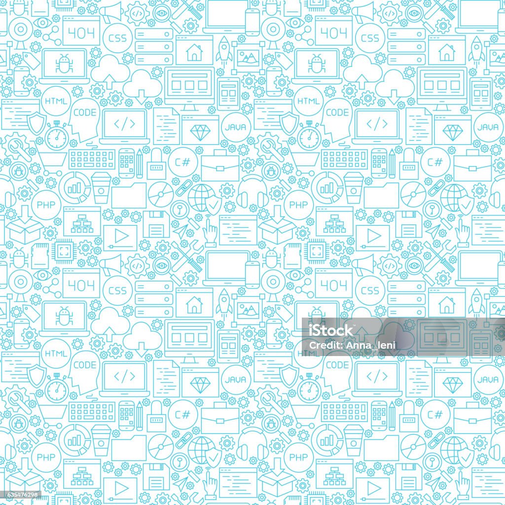 Line Coding White Seamless Pattern Stock Illustration - Download Image ...