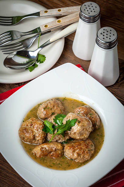 istock Pork meatballs with dill sauce. 635477092