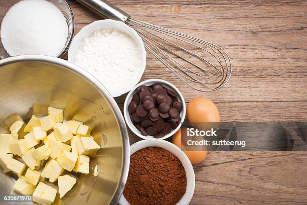 Brownies Ingredients Stock Photo - Download Image Now - Ingredient, Cake, Chocolate