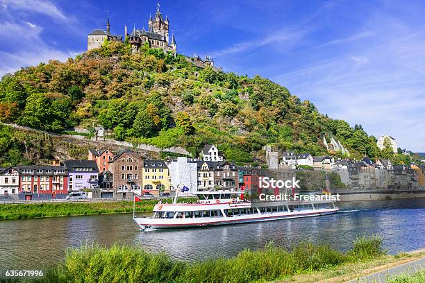 Romantic River Cruises Over Rhein Medieval Cochem Town Germany Stock Photo - Download Image Now