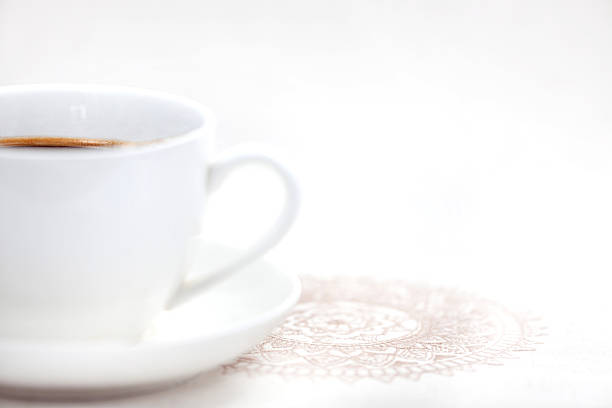 White Cup Filled with Hot  Black Coffee