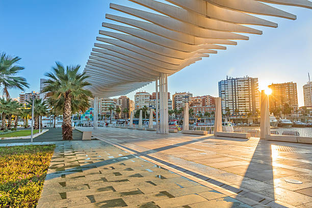 Pedestrian embankment in the port area of Malaga Pedestrian embankment in the port area of Malaga, Andalusia, Spain málaga province stock pictures, royalty-free photos & images