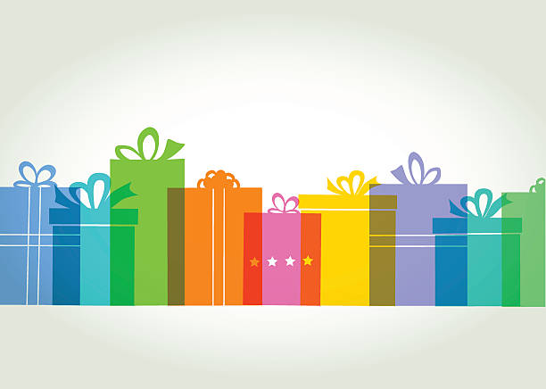 Gift box or Present Colourful overlapping silhouettes of gift boxes. EPS10 file best in RGB. CS5 version in zip  gift silhouettes stock illustrations
