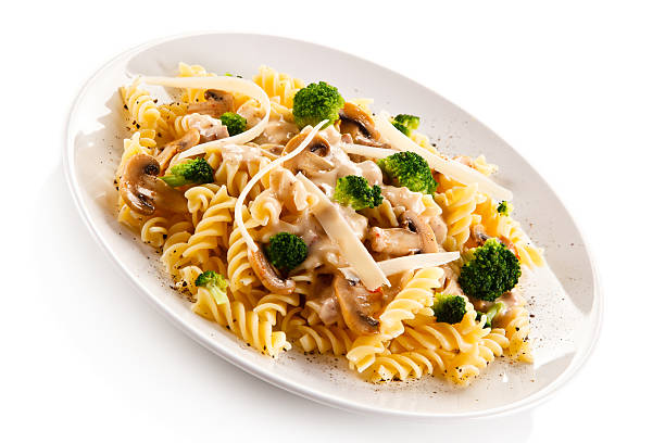 istock Pasta with broccoli, parmesan and champignons 635676282